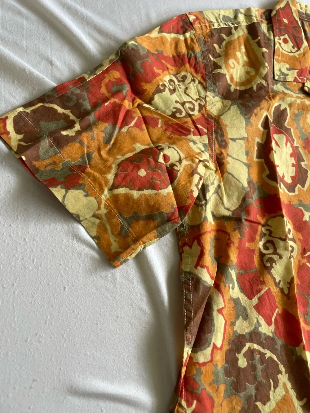 Banana Republic Orange, Rust and Olive Paisley Button-Up Shirt